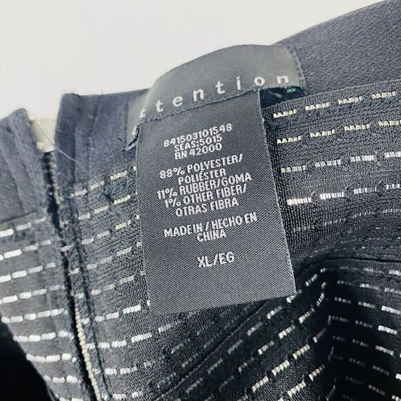 Attention Size XL Metallic Stretch Mini Skirt Black Party Punk Club - Picture 3 of 4